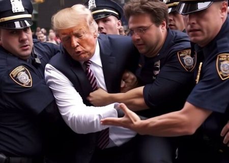 اولین تصاویر از لحظه بازداشت دونالد ترامپ؛ جنجال‌سازی هوش مصنوعی!